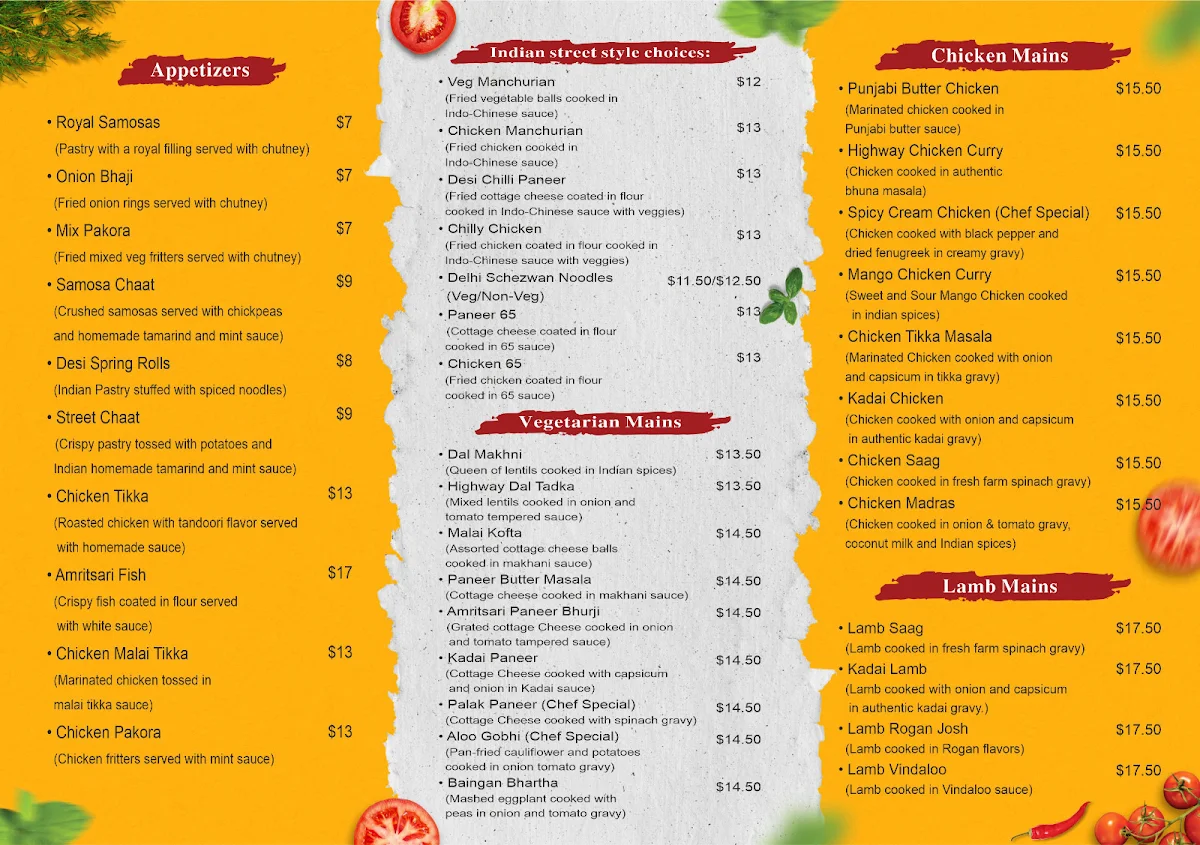 Menu, SPICE KLUB