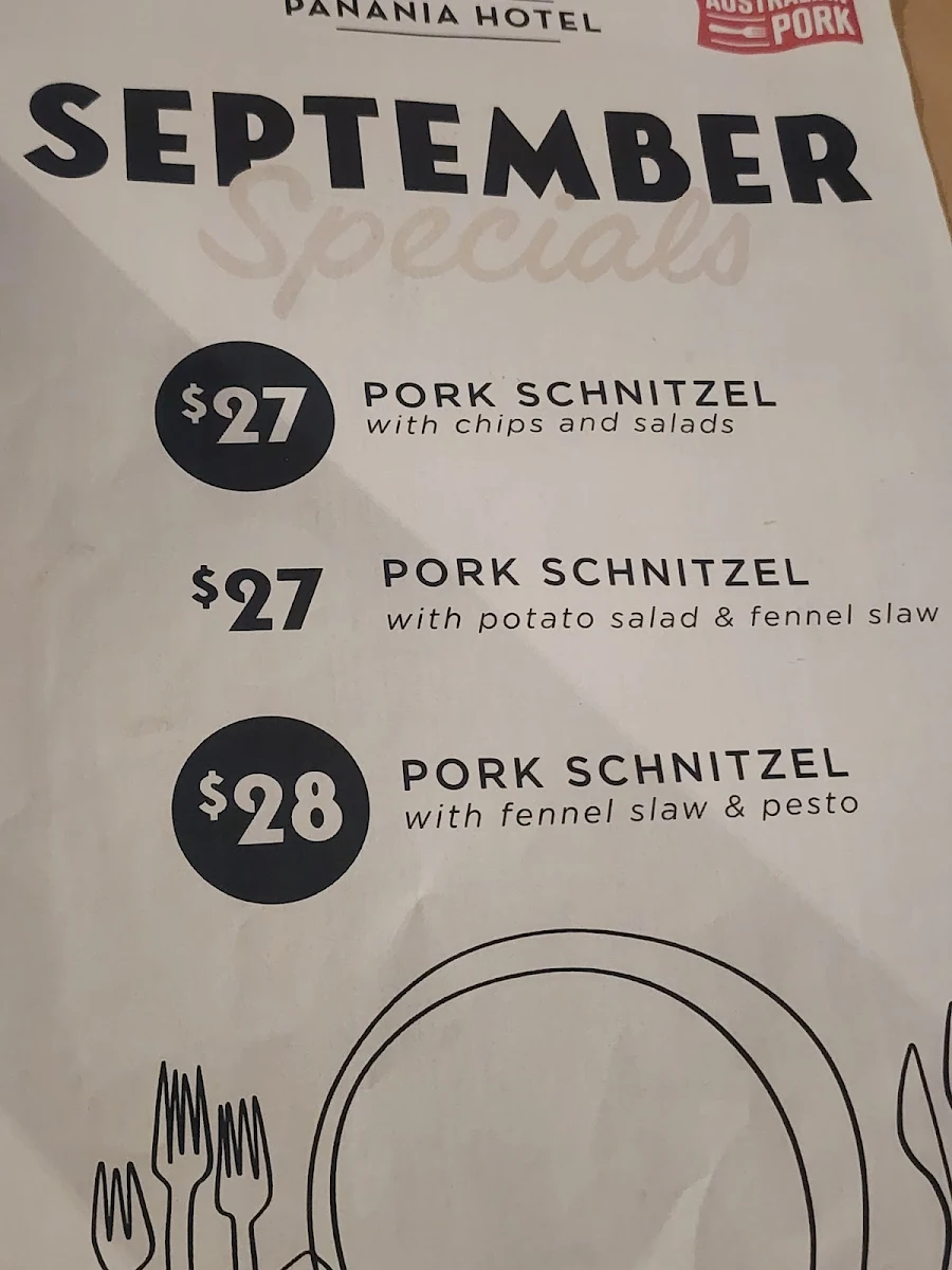 Menu, Panania Hotel