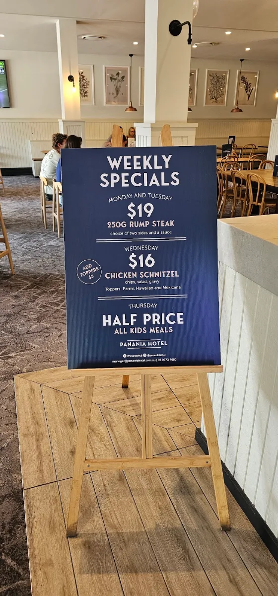 Menu, Panania Hotel