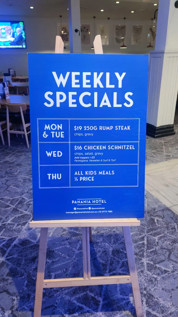 Menu, Panania Hotel