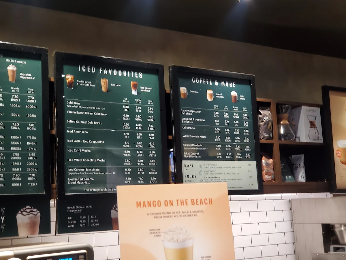 Menu, Starbucks 117 Swanston Street