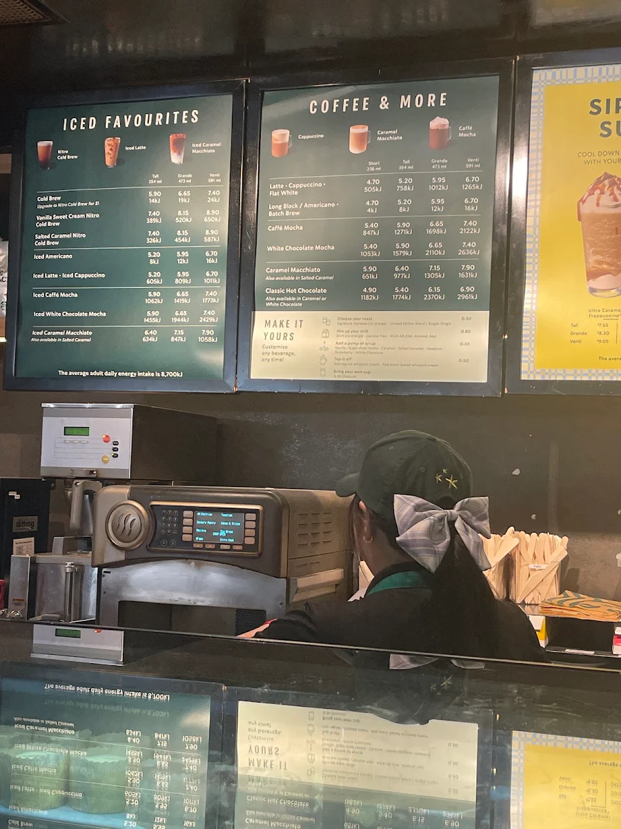Menu, Starbucks 117 Swanston Street