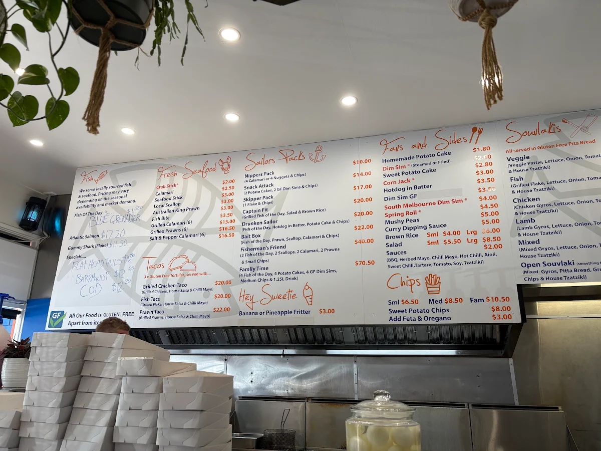 Menu, Seafood Grill Fish & Chippery