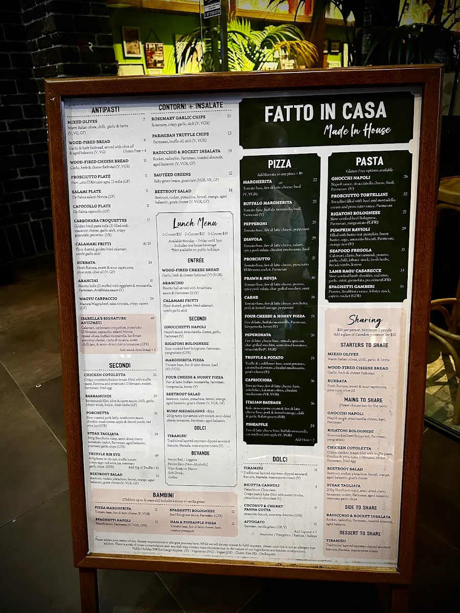 Menu, Italian Street Kitchen Penrith