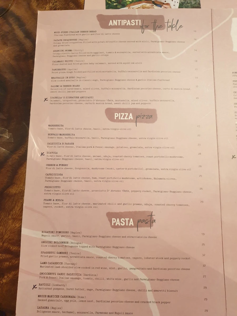 Menu, Italian Street Kitchen Penrith