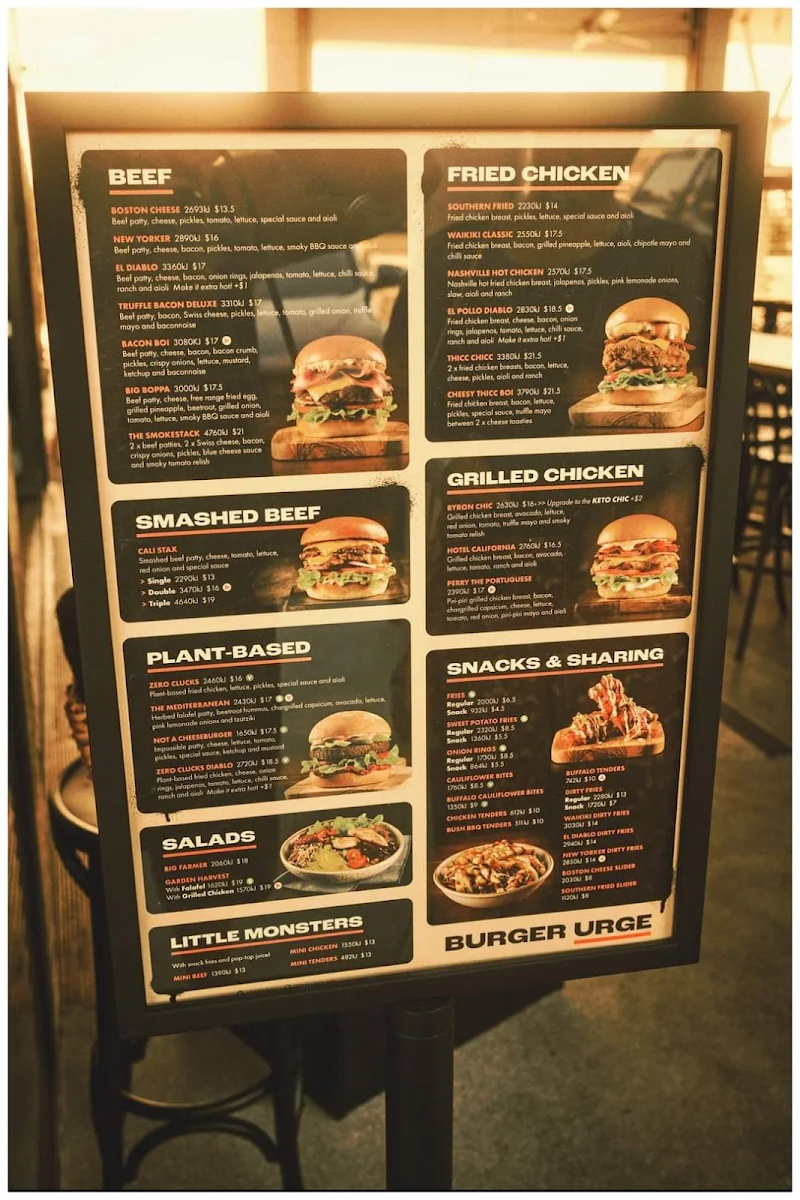 Menu, Burger Urge (Kepnock)