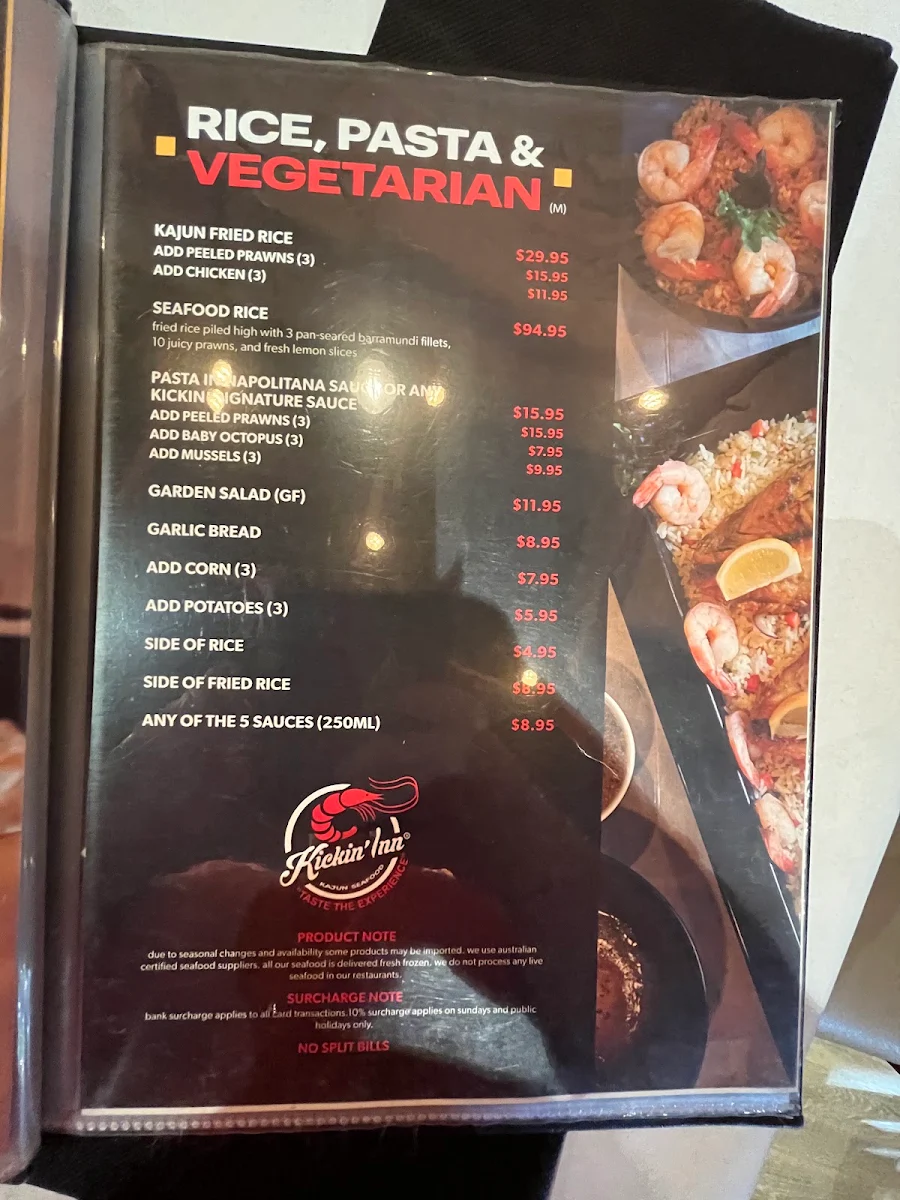 Menu, Kickin'Inn Kirrawee