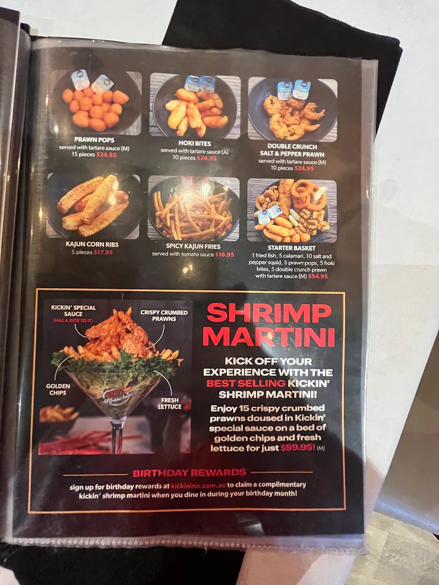 Menu, Kickin'Inn Kirrawee