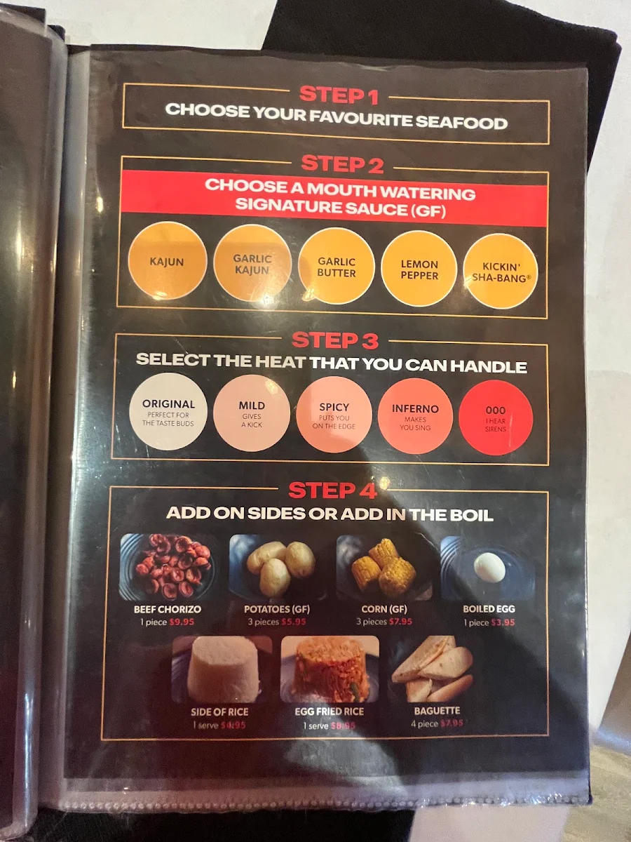 Menu, Kickin'Inn Kirrawee