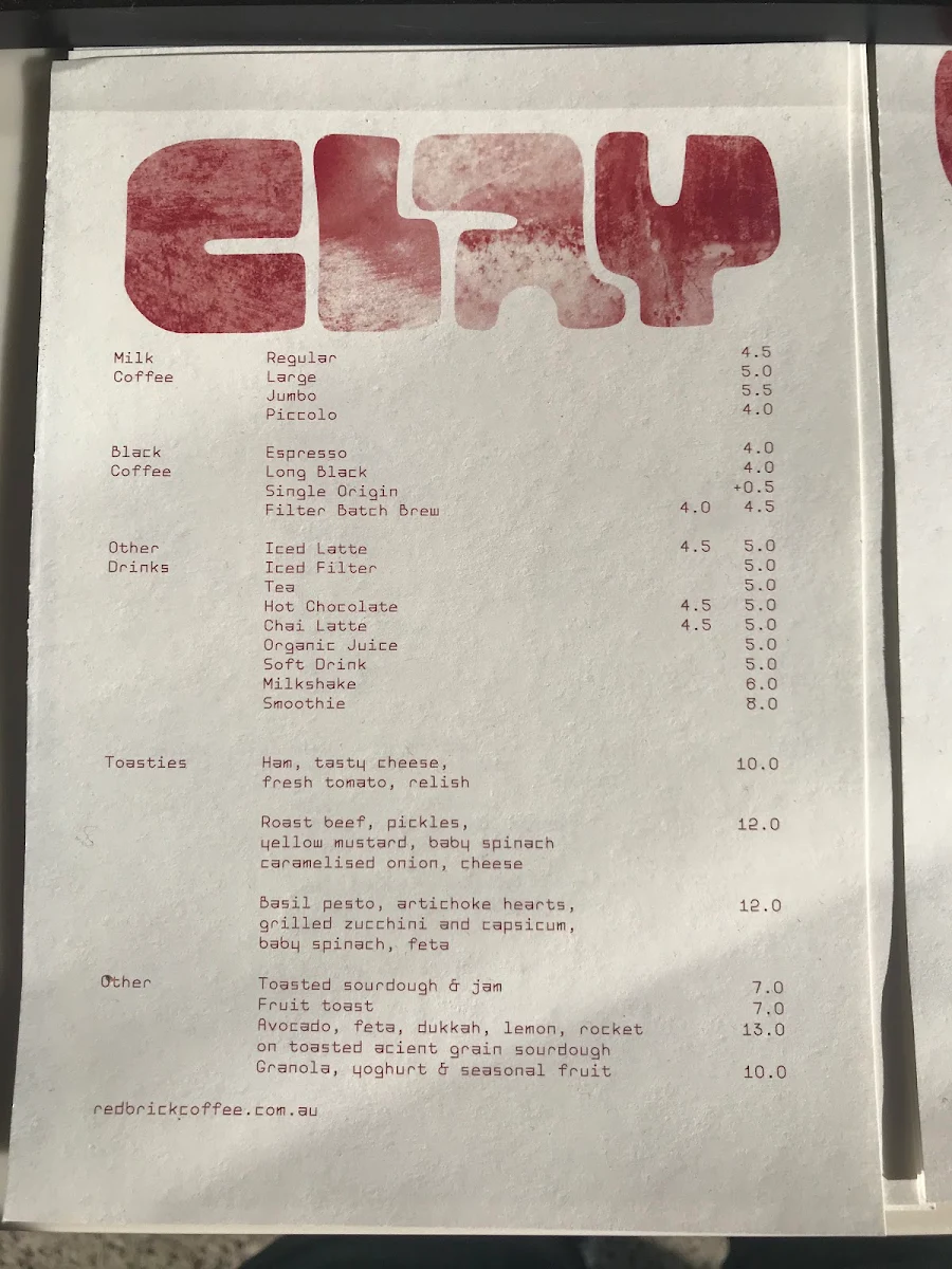 Menu, Clay.
