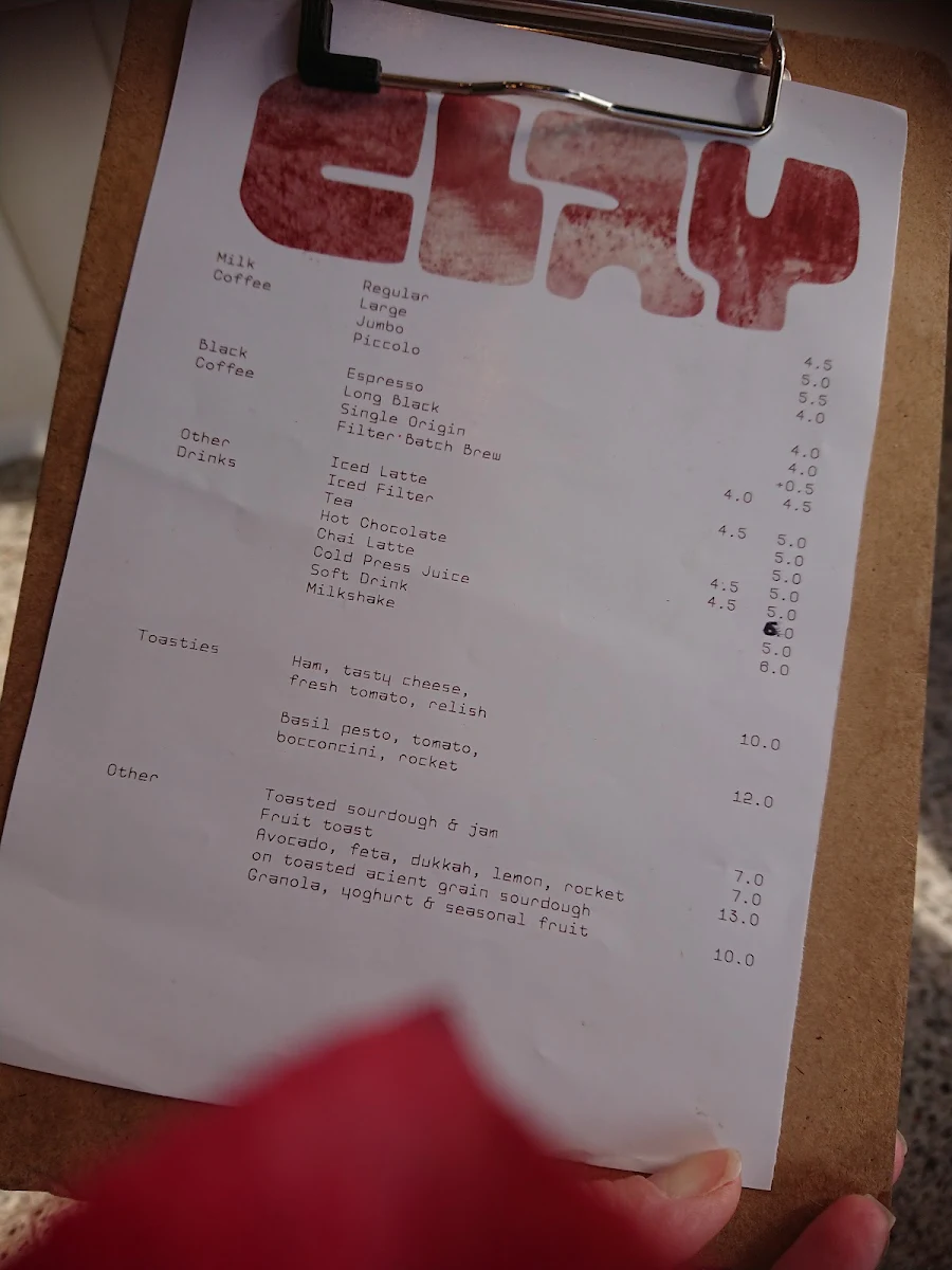 Menu, Clay.