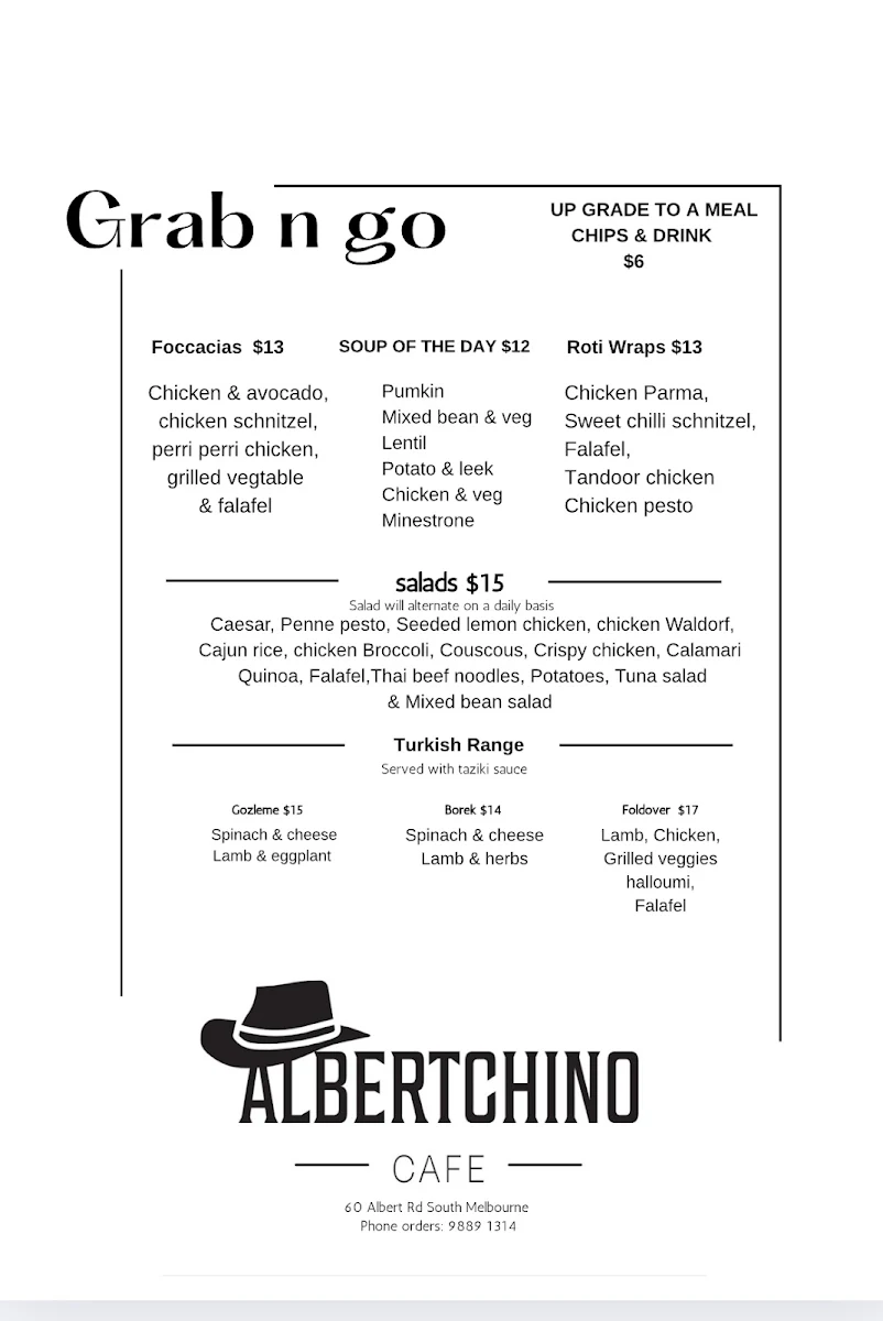 Menu, Albertchino Cafe