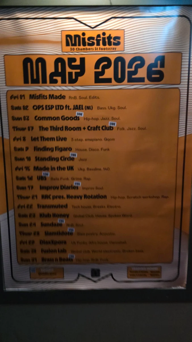 Menu, Misfits Bar