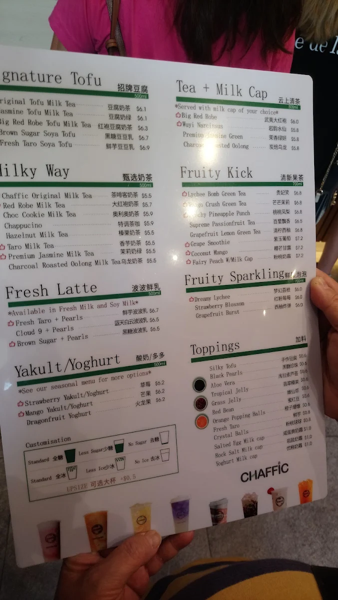 Menu, Chaffic Forrest Chase