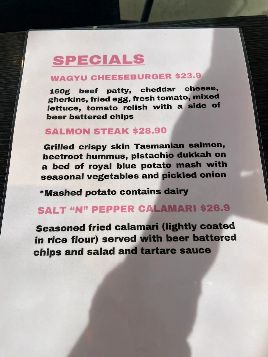 Menu, Pinkie Cafe