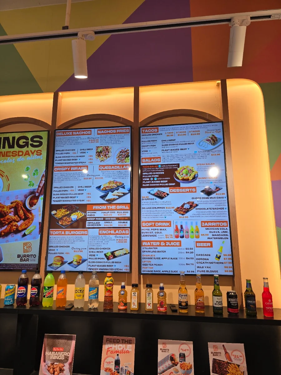 Menu, Burrito Bar Newtown
