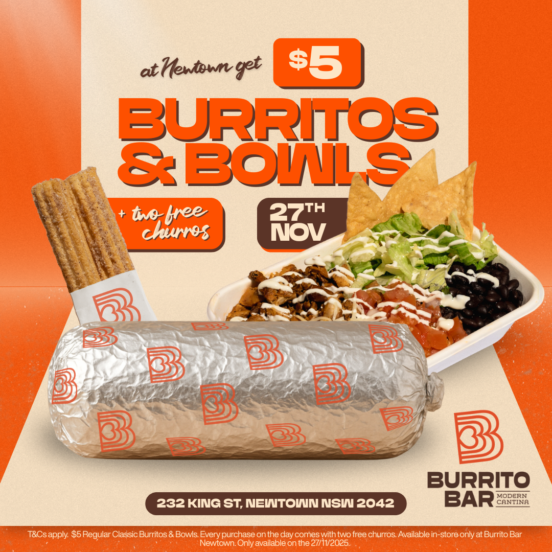 Menu, Burrito Bar Newtown