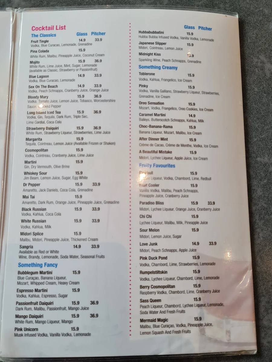 Menu, Pink Duck