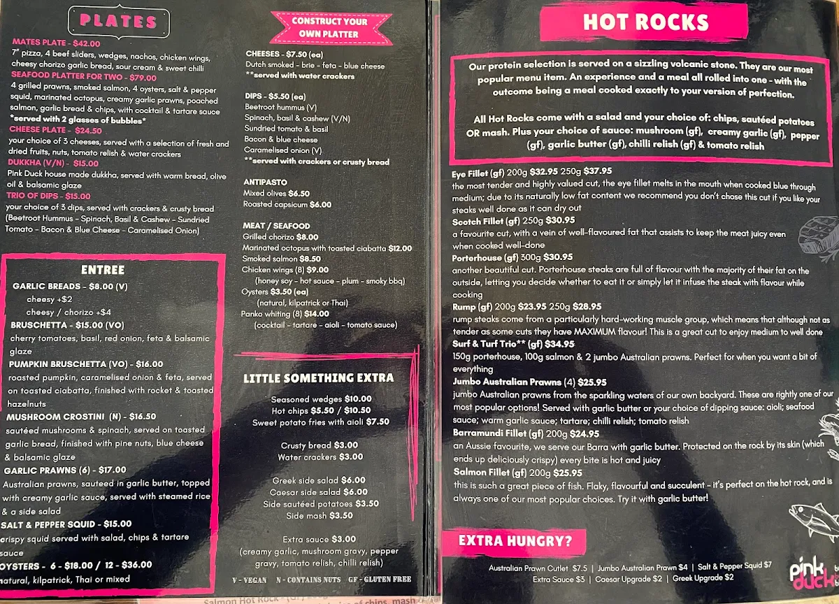 Menu, Pink Duck