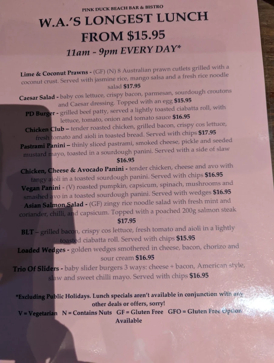 Menu, Pink Duck