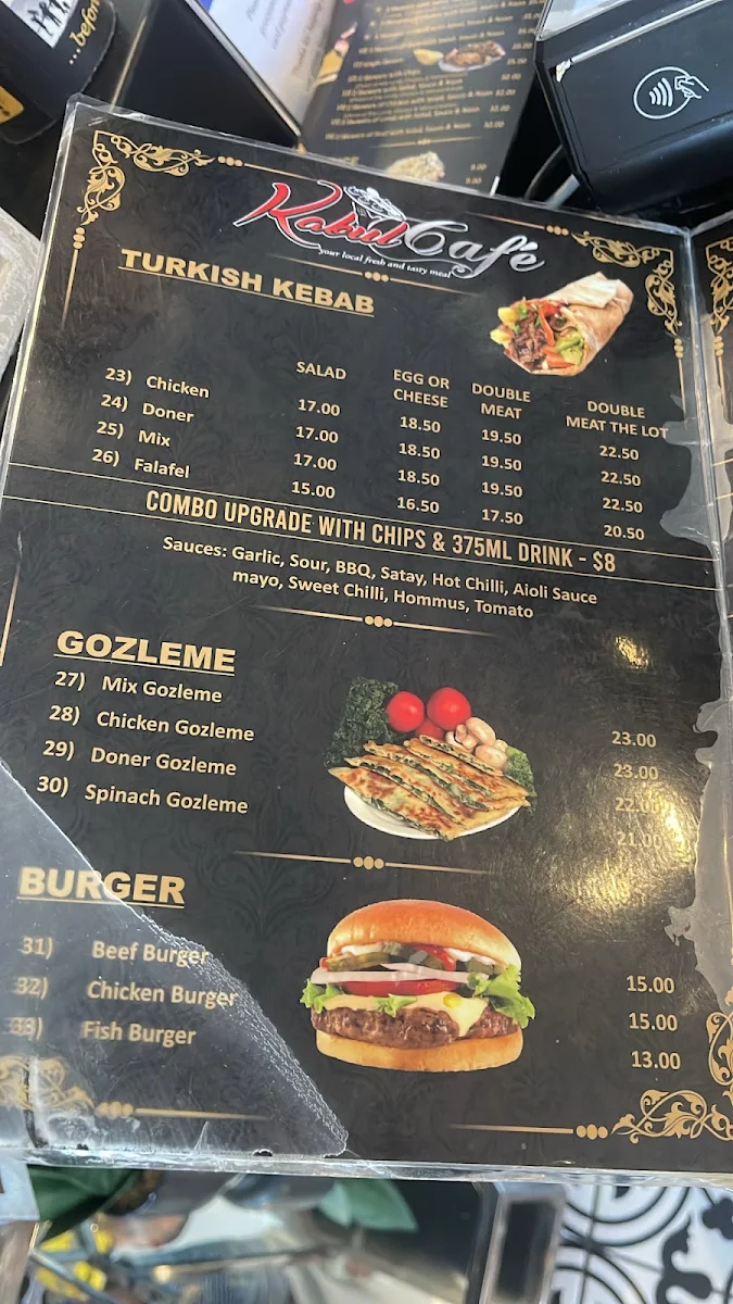 Menu, Kabul Cafe