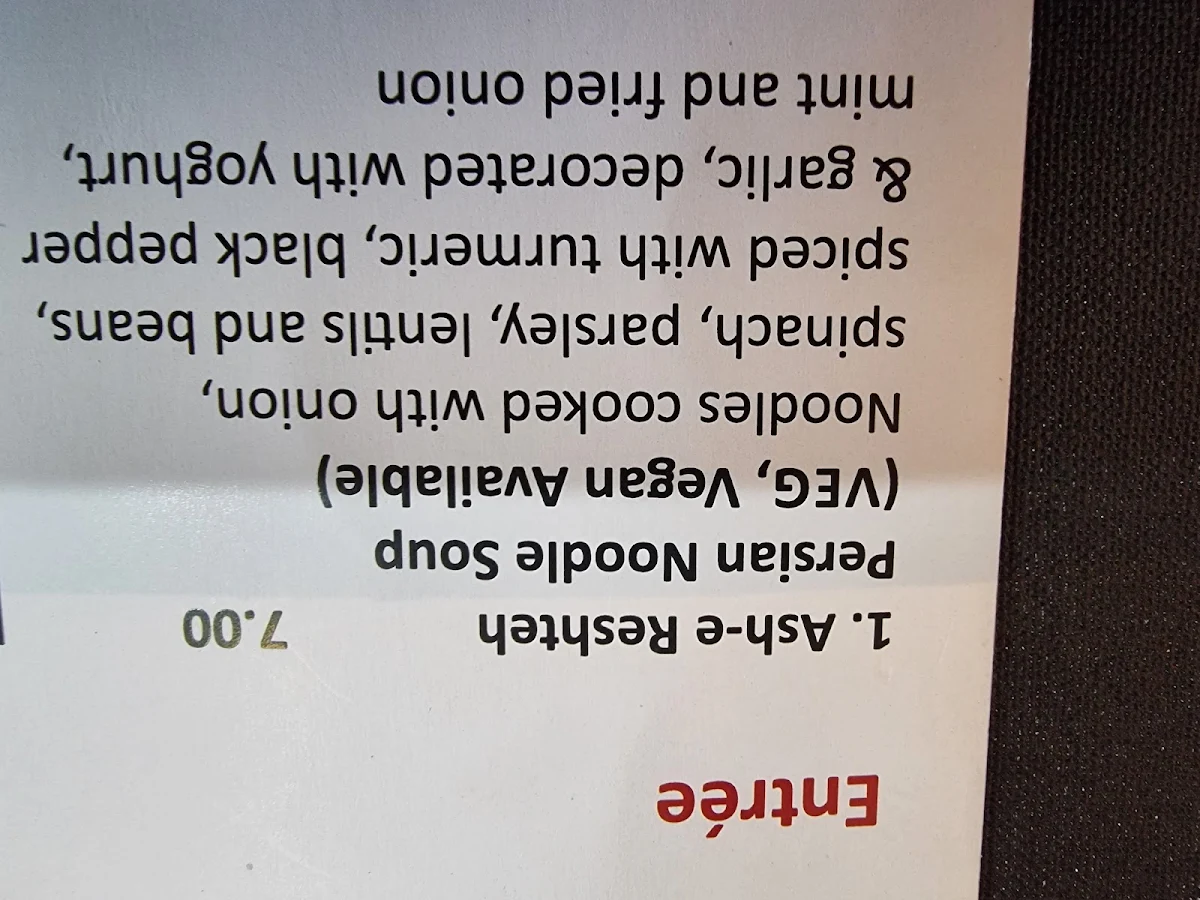 Menu, Rumi Palace