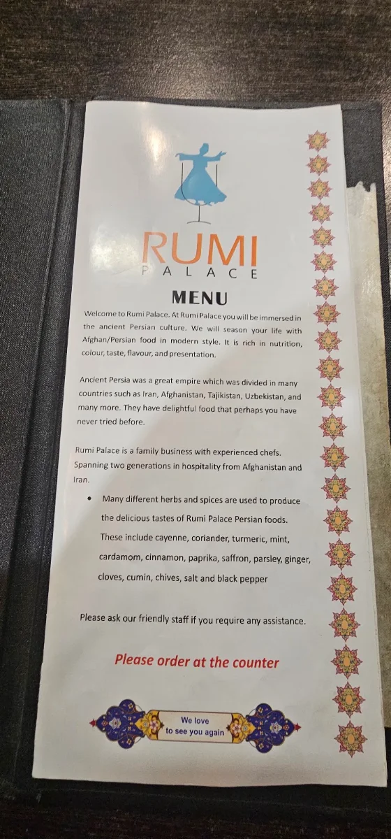 Menu, Rumi Palace