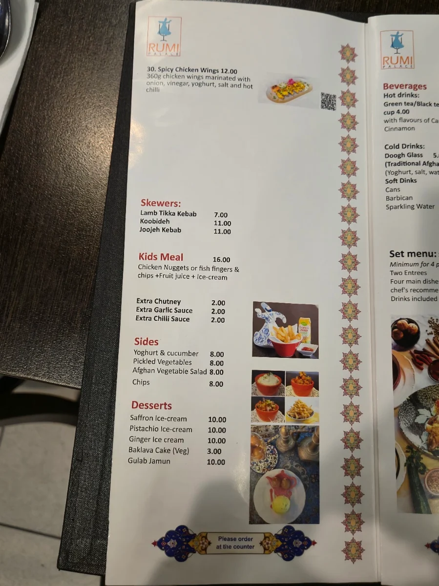 Menu, Rumi Palace