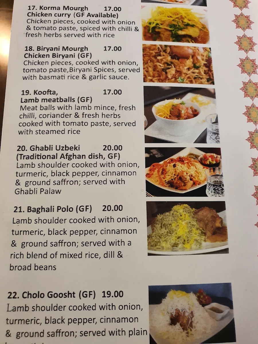 Menu, Rumi Palace