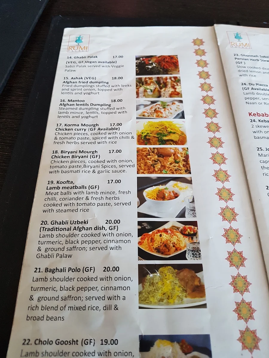 Menu, Rumi Palace