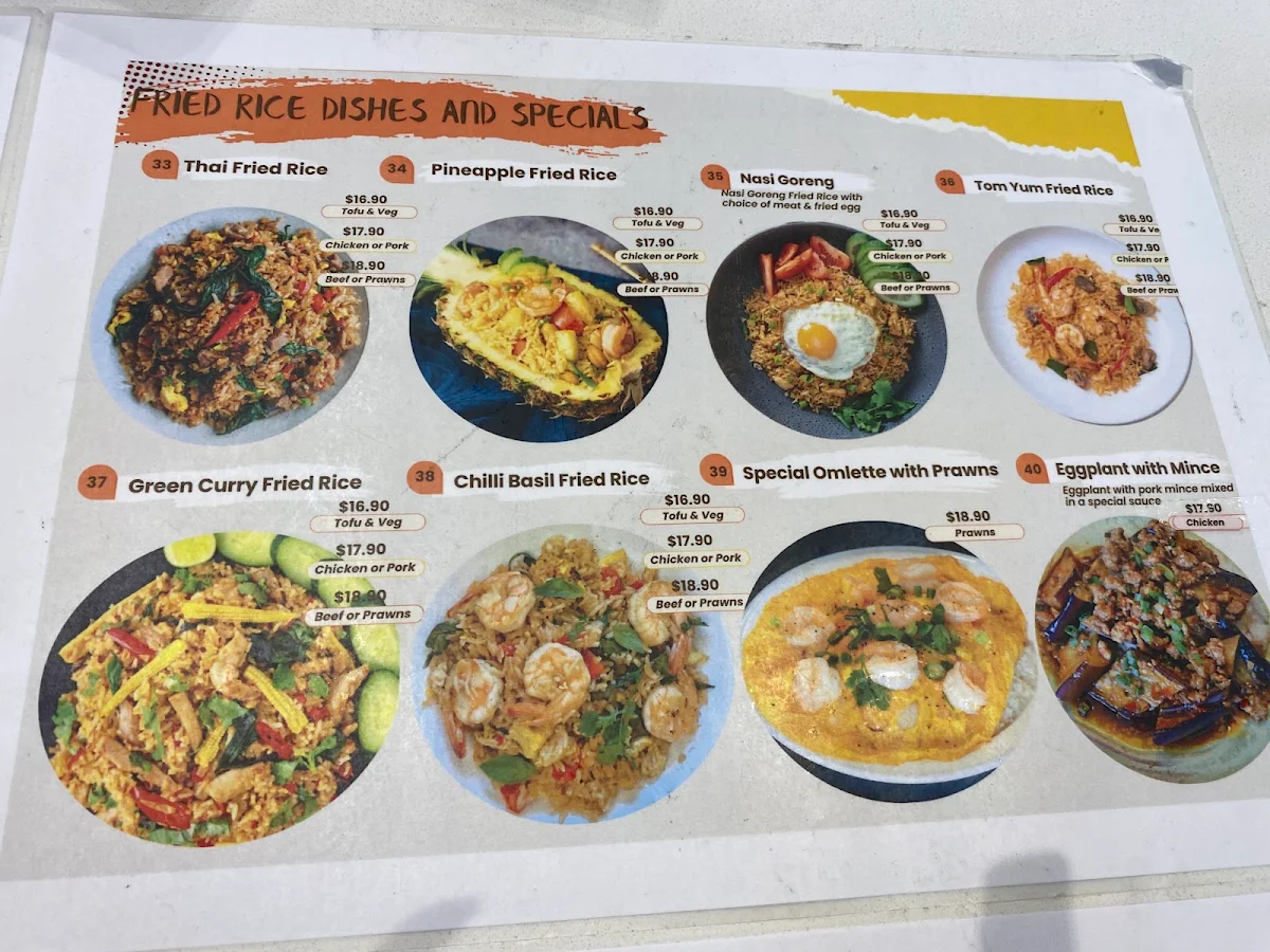 Menu, Thai Delight