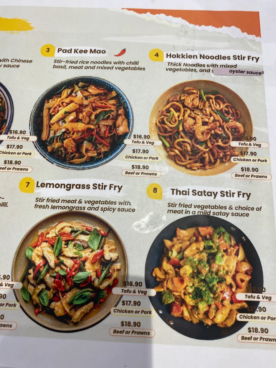 Menu, Thai Delight