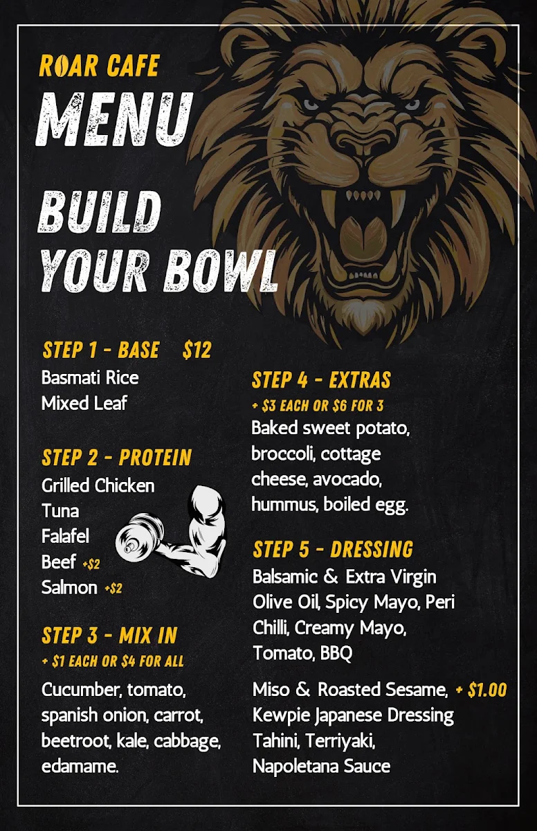 Menu, ROAR CAFE