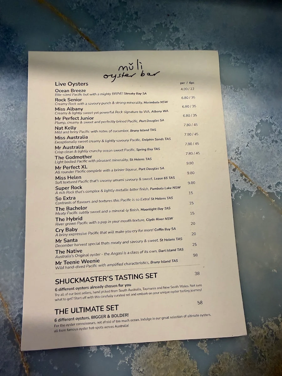 Menu, Olala Seafood by Muli