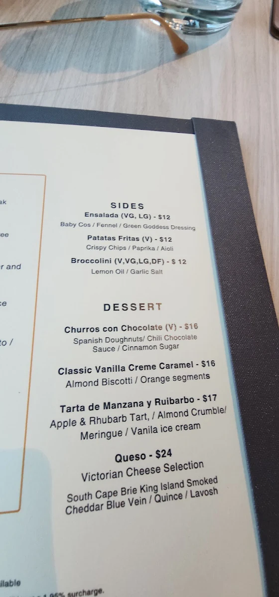 Menu, Sorolla Restaurant