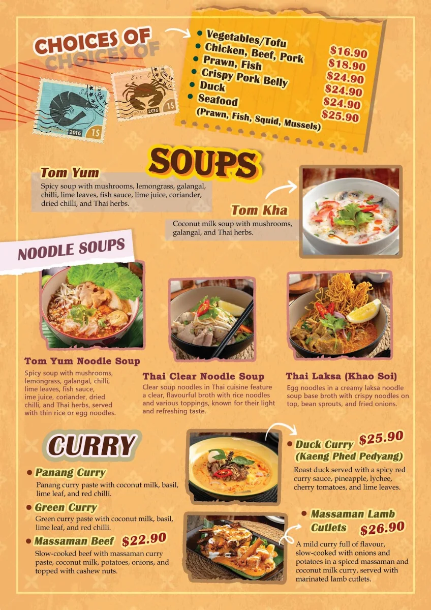 Menu, Elephant Thai Cafè And Restaurant