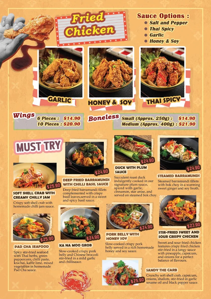 Menu, Elephant Thai Cafè And Restaurant
