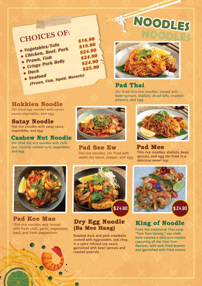 Menu, Elephant Thai Cafè And Restaurant