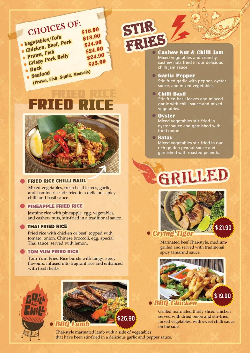 Menu, Elephant Thai Cafè And Restaurant