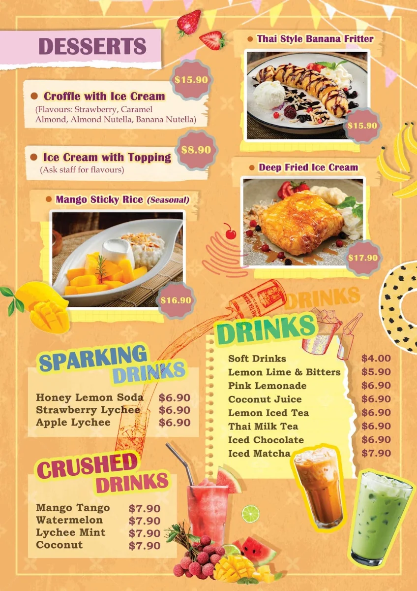 Menu, Elephant Thai Cafè And Restaurant