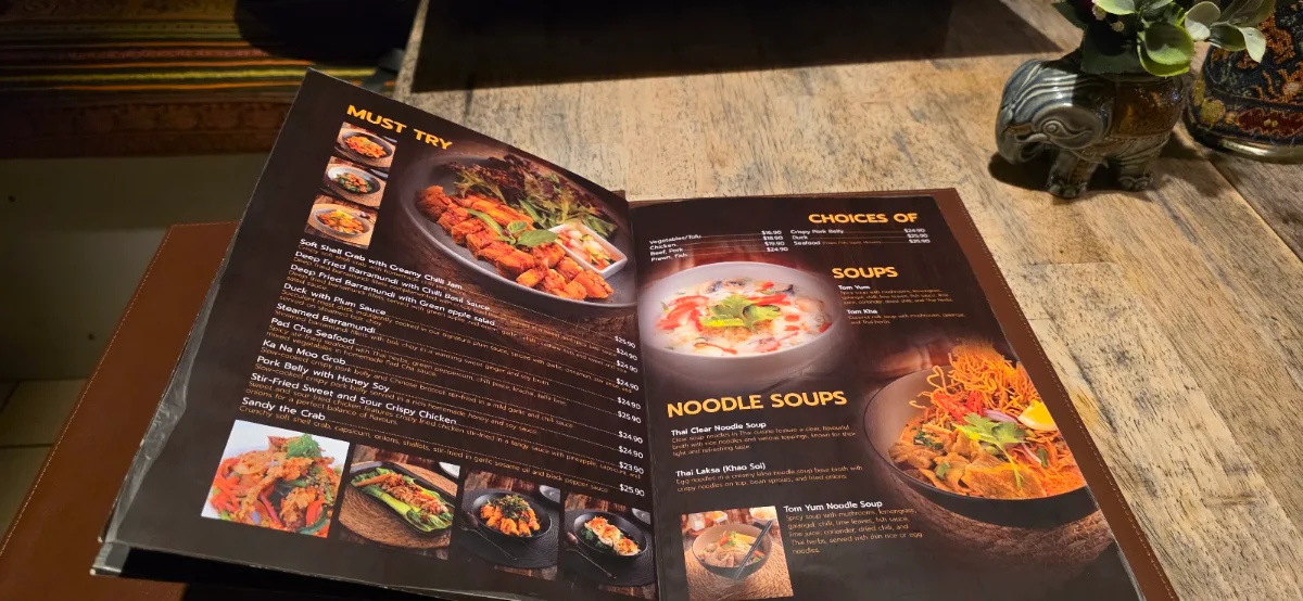 Menu, Elephant Thai Cafè And Restaurant