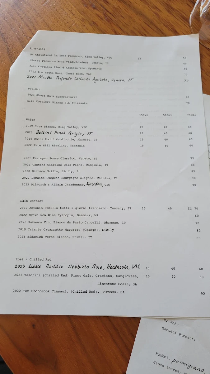 Menu, Kaprica