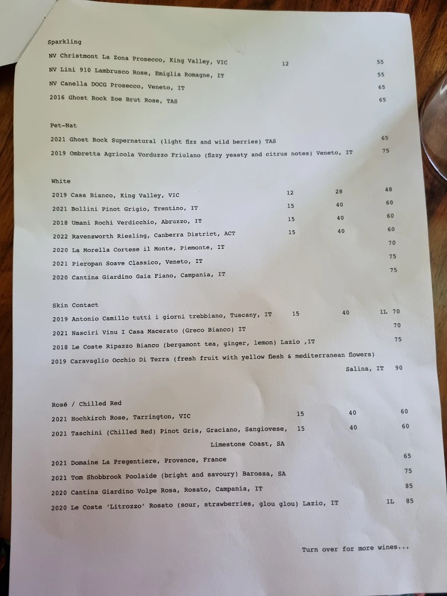 Menu, Kaprica