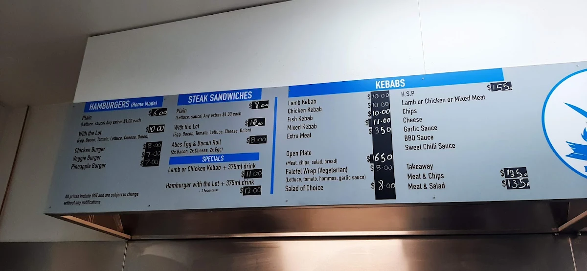 Menu, Chris's Kebabs & Grill