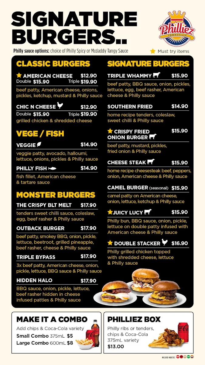 Menu, Philliez Townsville