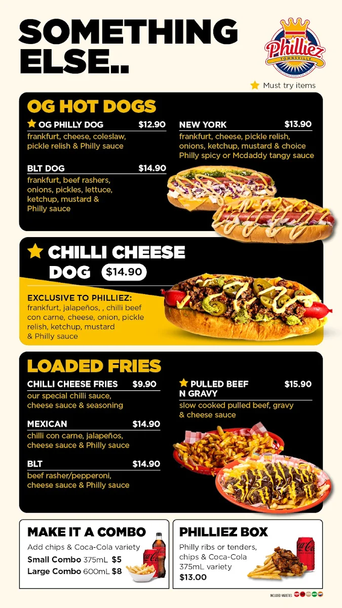 Menu, Philliez Townsville