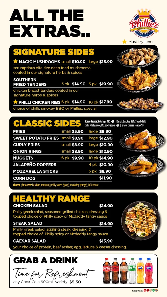 Menu, Philliez Townsville