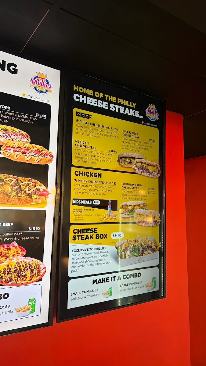 Menu, Philliez Townsville