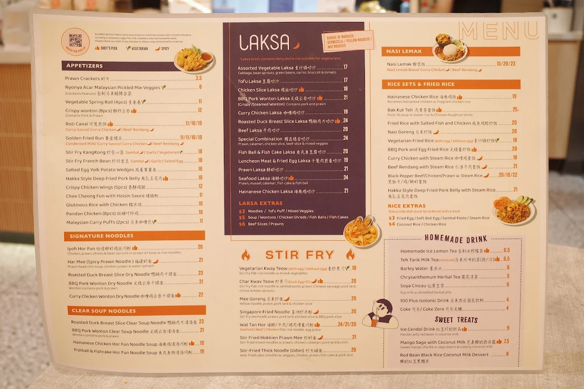 Menu, Into Laksa Rhodes