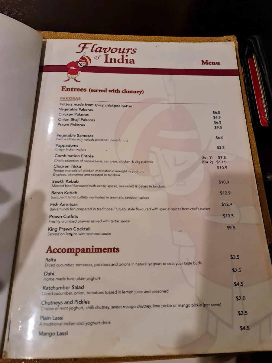 Menu, Flavours of India